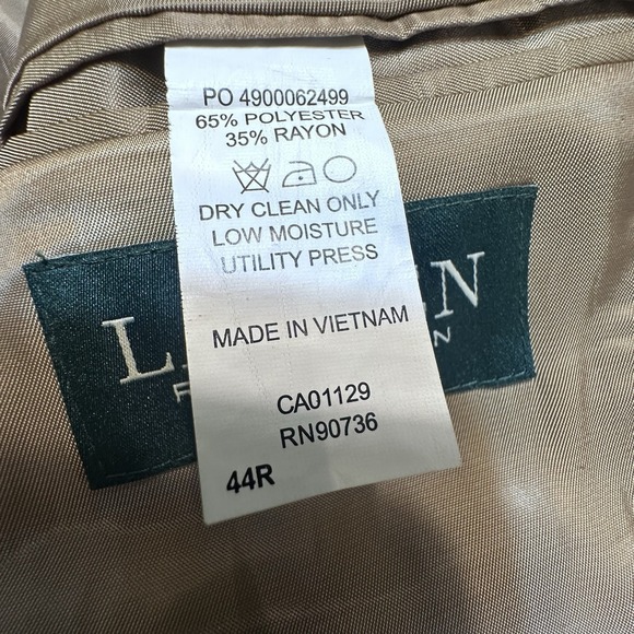 Ralph Lauren 2 Button Sport Coat 44 R‎ Windowpane Tan Polyester Jacket LRL - Picture 6 of 9